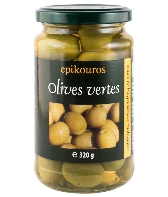 Masline verzi cu samburi saramura eco 320g - EPIKOUROS