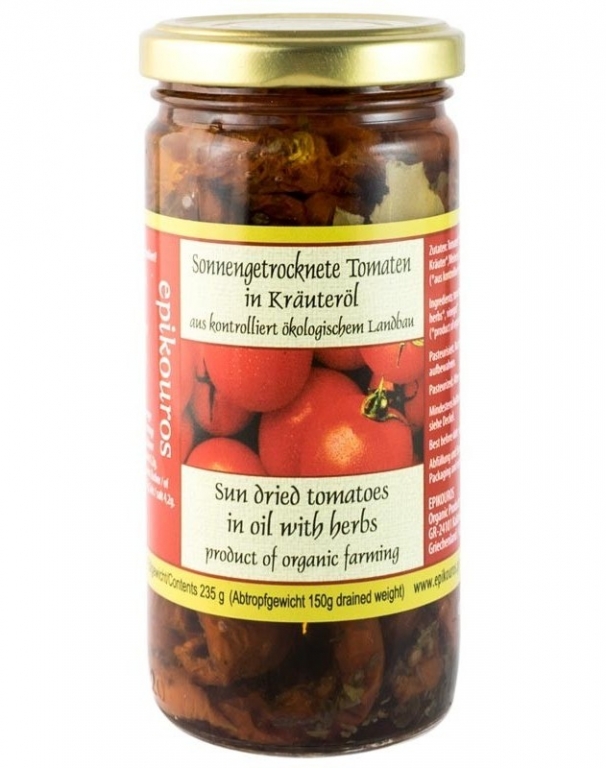 Rosii uscate la soare in ulei ierburi aromatice eco 235g - EPIKOUROS