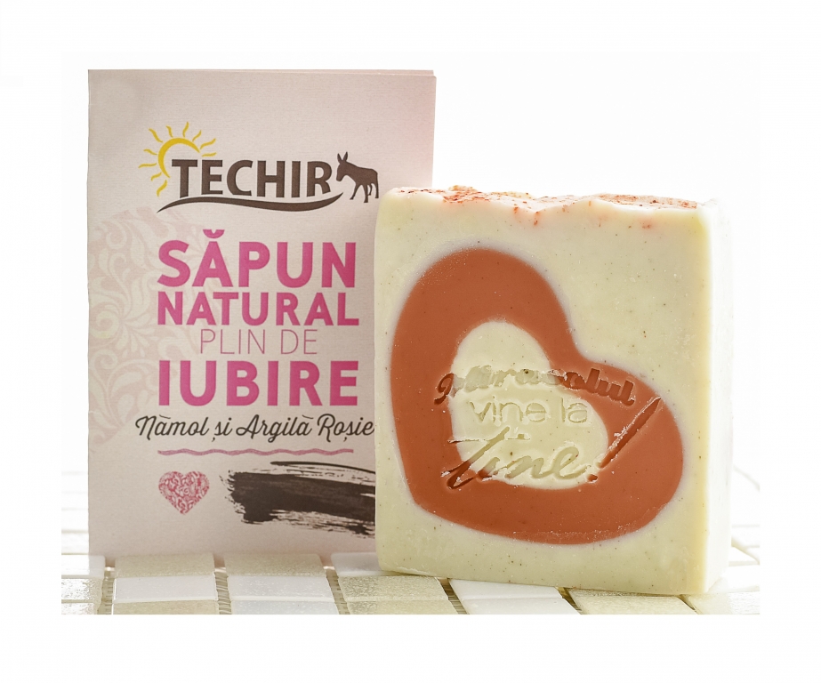 Sapun hidratant namol argila rosie Plin de iubire 120g - TECHIR