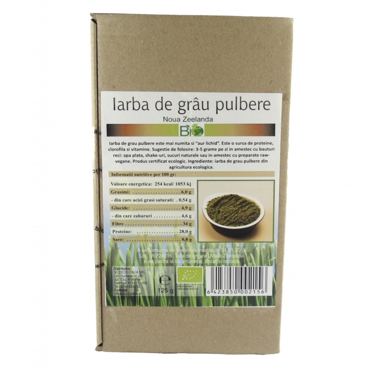 Pulbere iarba grau Noua Zeelanda bio 125g - DECO ITALIA