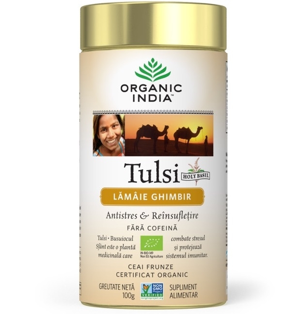 Ceai tulsi lamaie ghimbir 100g - ORGANIC INDIA