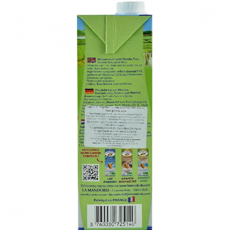 Lapte migdale ceai matcha eco 1L - LA MANDORLE