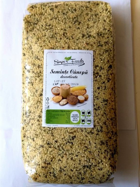 Seminte canepa decorticate 1kg - SUPERFOODS