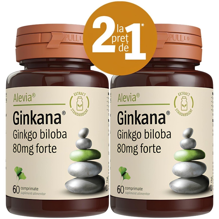 Pachet Ginkgo biloba 80mg Ginkana forte 2x60cp - ALEVIA