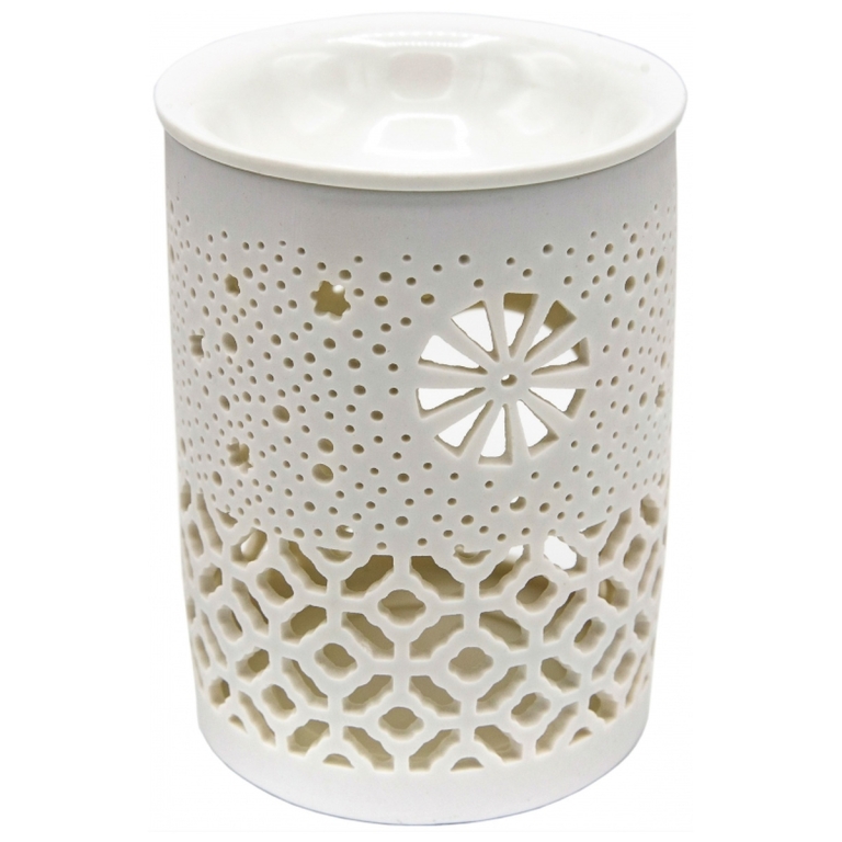 Vas ceramic aromatizor dantelat alb 1b - AROMA LAND