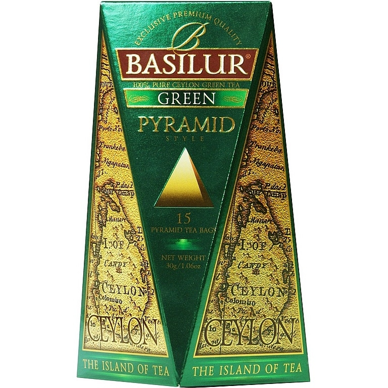 Ceai verde ceylon Island of Tea green piramide 15dz - BASILUR