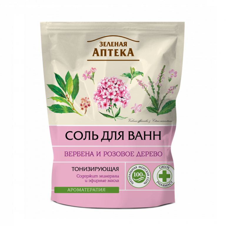 Sare baie tonifianta uleiuri verbina lemn trandafir 500g - ZELENAYA APTEKA
