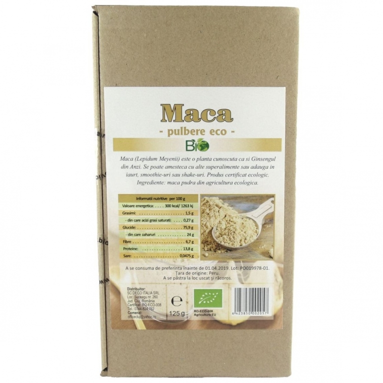 Pulbere maca bio 125g - DECO ITALIA