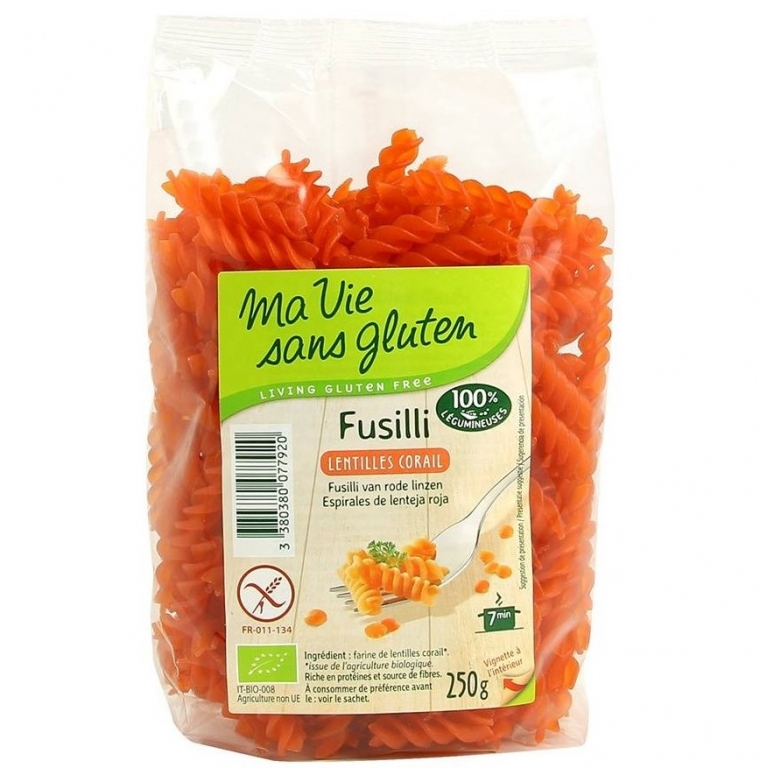 Paste fusilli linte rosie fara gluten eco 250g - MA VIE SANS GLUTEN