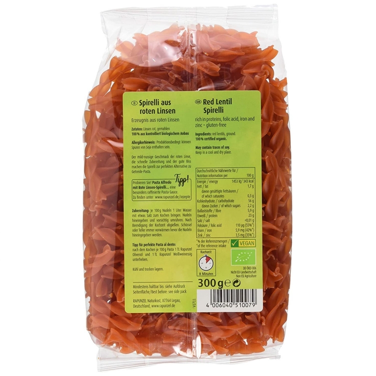 Paste spirelli linte rosie fara gluten eco 300g - RAPUNZEL