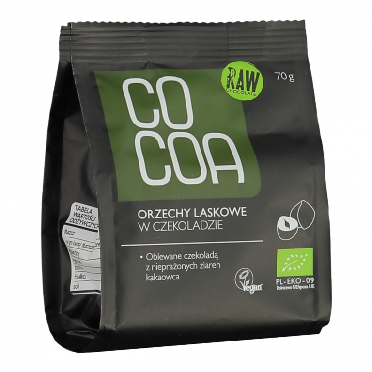 Alune padure in ciocolata neagra raw eco 70g - COCOA