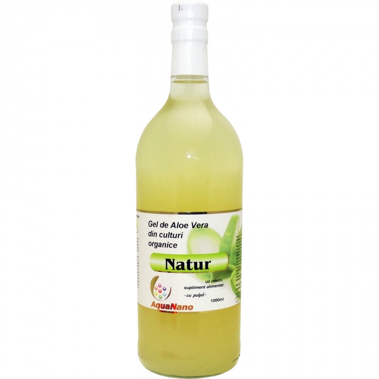 Suc gel aloe vera organica fara pulpa AloePur plastic 1L - AQUA NANO