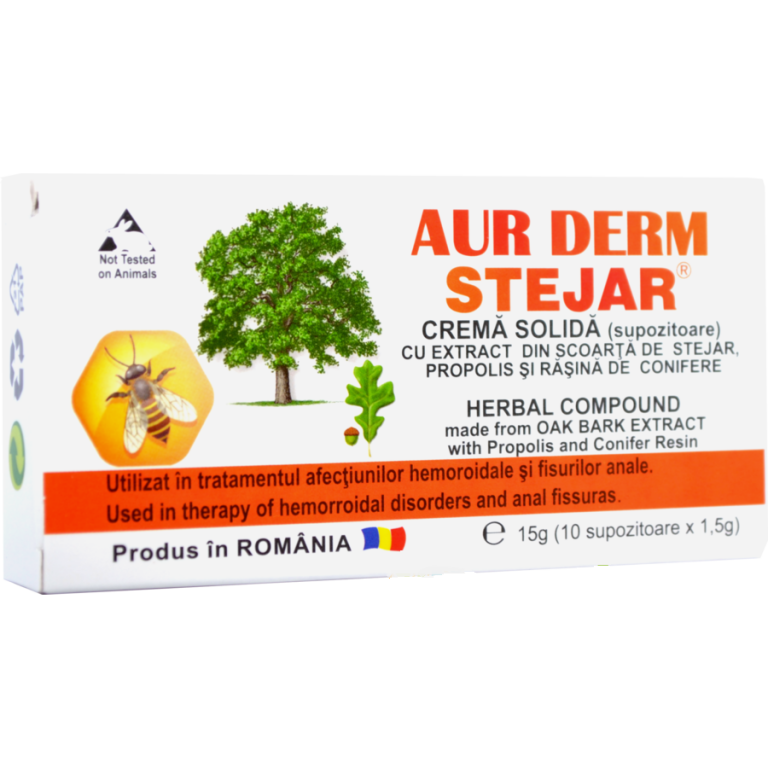 Supozitoare scoarta stejar Aur Derm S blister 10x1,5g - LAUR MED