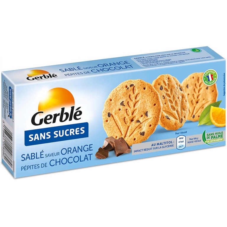 Biscuiti portocale pepite ciocolata fara zahar Glucoregul 132g - GERBLE