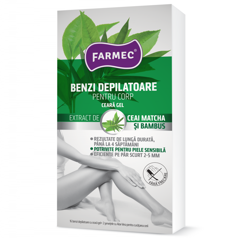 Benzi Depilatoare Corp Cu Ceara Gel Ceai Matcha Bambus 16b - Farmec