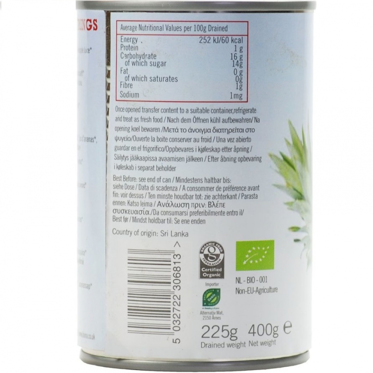 Compot ananas inele fara zahar 400g - BIONA
