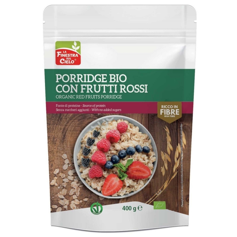 Porridge ovaz migdale fulgi cocos fructe rosii fara zahar eco 400g - LA FINESTRA SUL CIELO