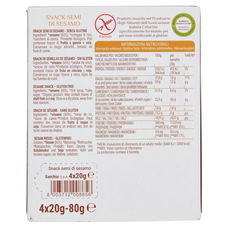 Baton susan fara gluten eco 4x20g - SARCHIO