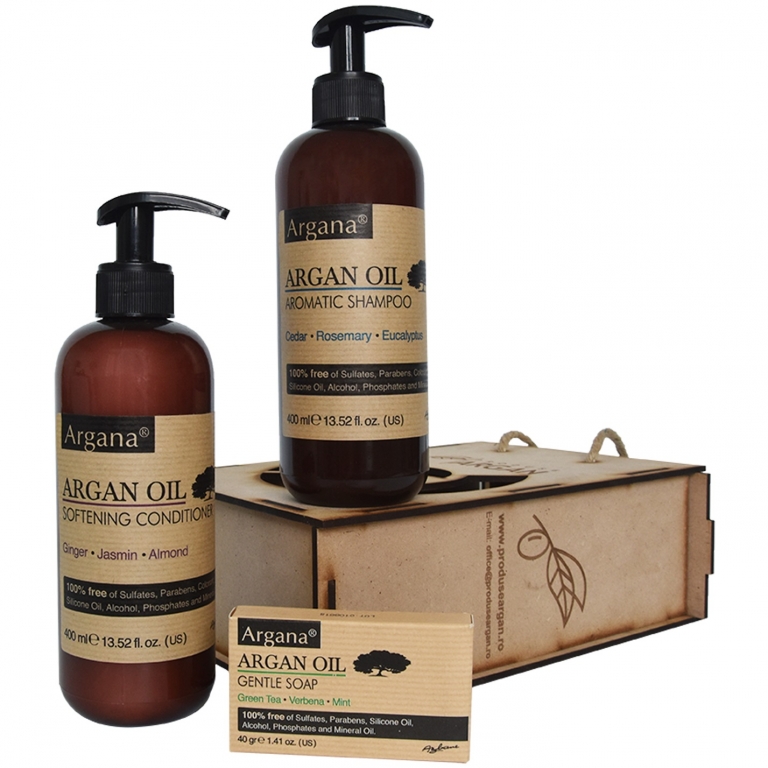 Set Cadou rustic [sampon 400ml+balsam par 400ml+sapun argana 40g] 3b - AZBANE
