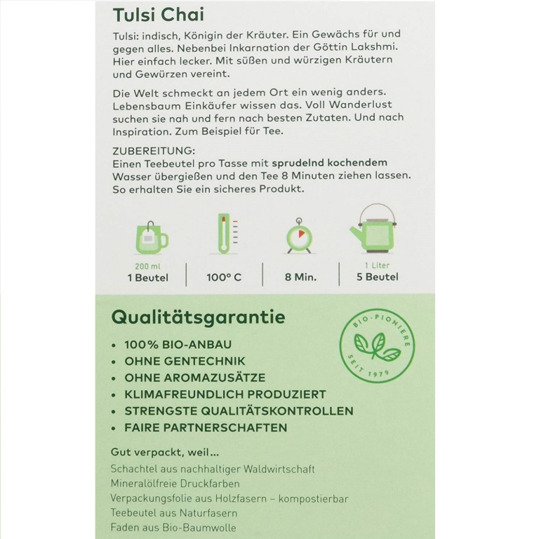 Ceai tulsi chai eco 20dz - LEBENSBAUM
