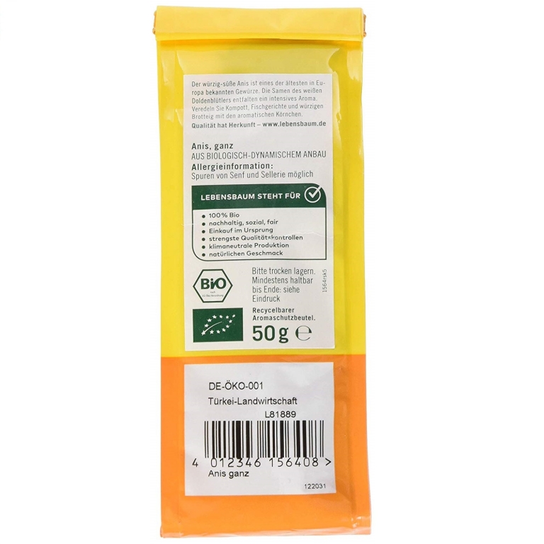 Condiment anason seminte eco 50g - LEBENSBAUM