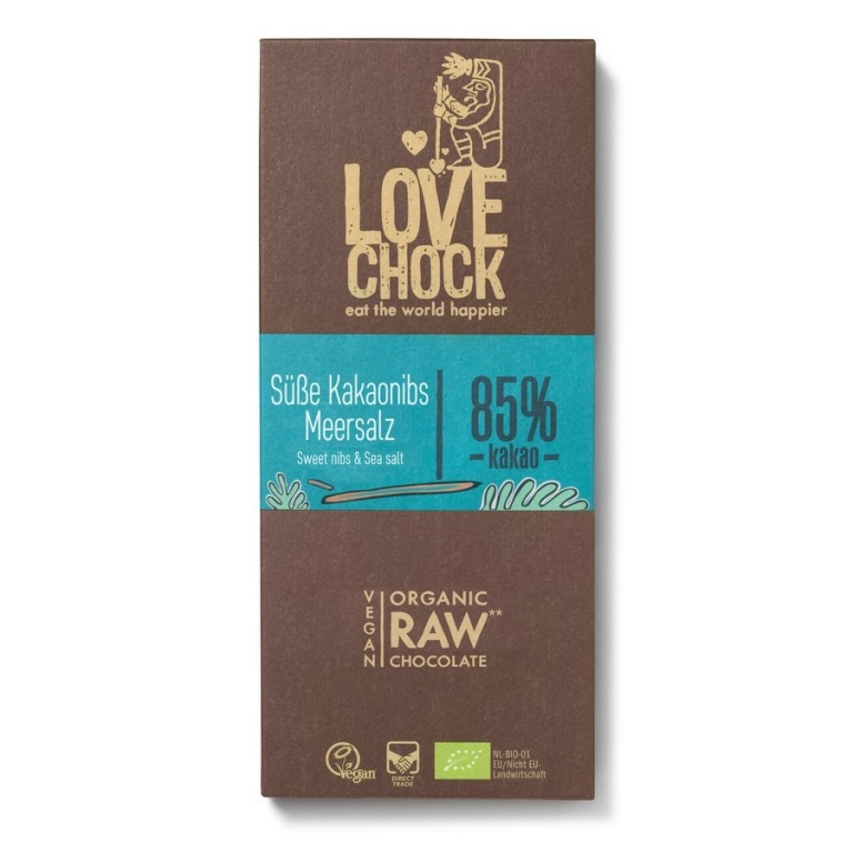 Ciocolata neagra 85%cacao sare mare raw eco 70g - LOVECHOCK