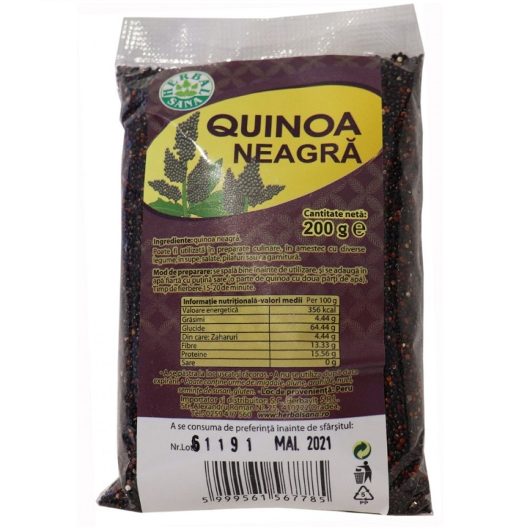 Quinoa neagra boabe 200g - HERBAL SANA