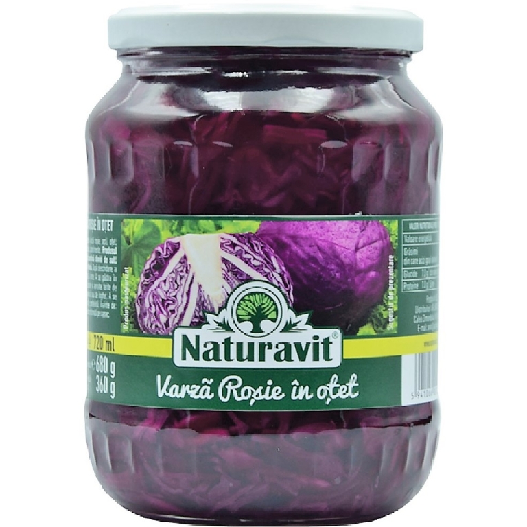 Varza rosie taiata in otet 720ml - NATURAVIT