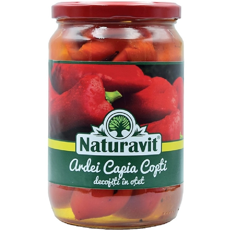 Ardei capia copti decojiti in otet 720ml - NATURAVIT