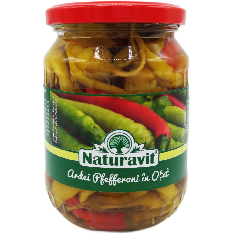 Ardei pfefferoni dulci in otet 720ml - NATURAVIT