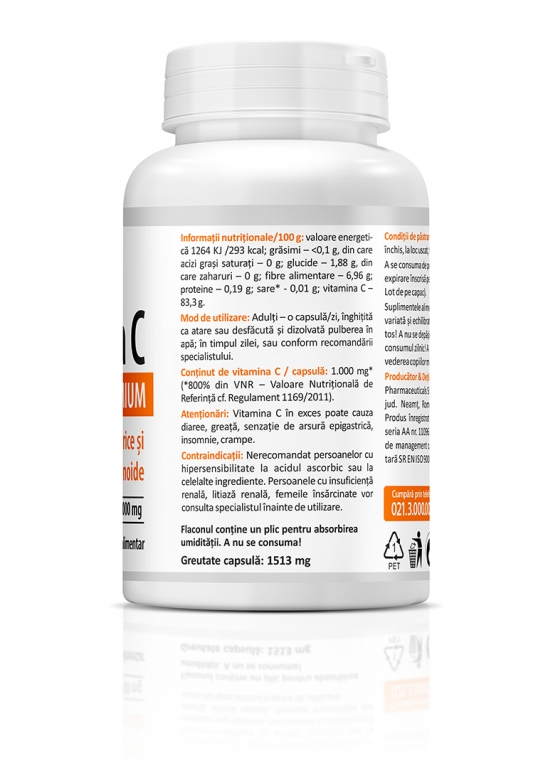 Vitamina C 1000mg premium citrice bioflavonoide 60cps - ZENYTH