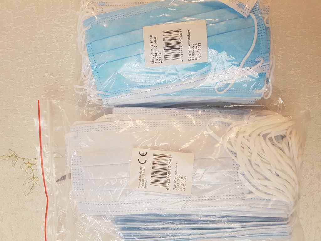 Masti respiratorii 3straturi cu elastic 25b - WENZHOU