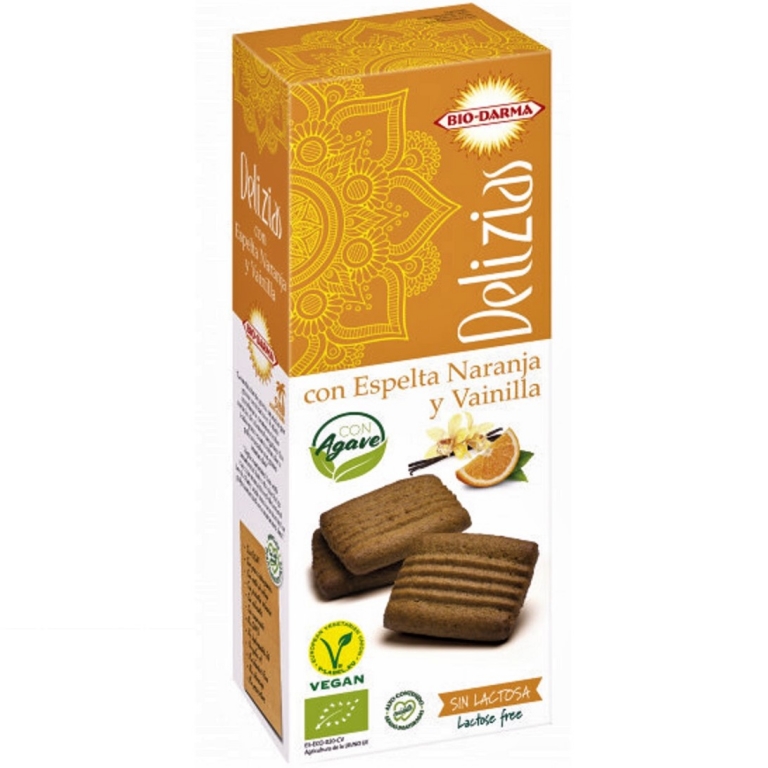 Biscuiti spelta portocale vanilie indulciti cu agave bio 135g - BIO DARMA