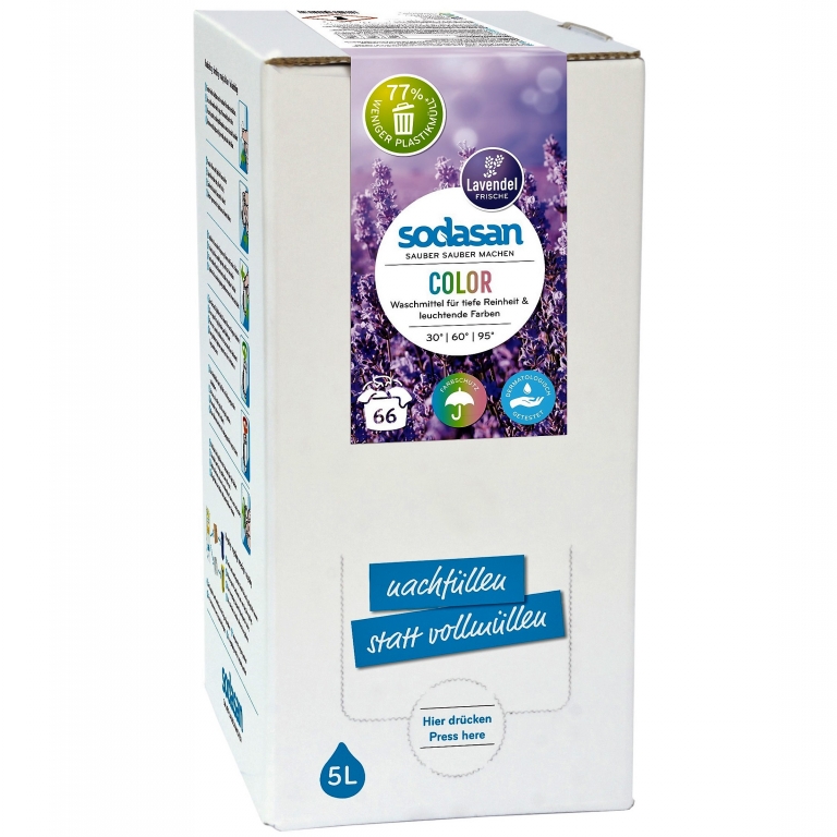 Detergent lichid rufe albe color lavanda 5L - SODASAN