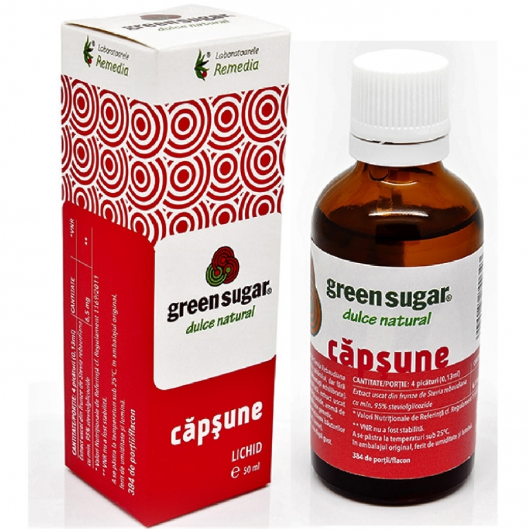 Eritritol stevie indulcitor lichid capsune 50ml - GREEN SUGAR