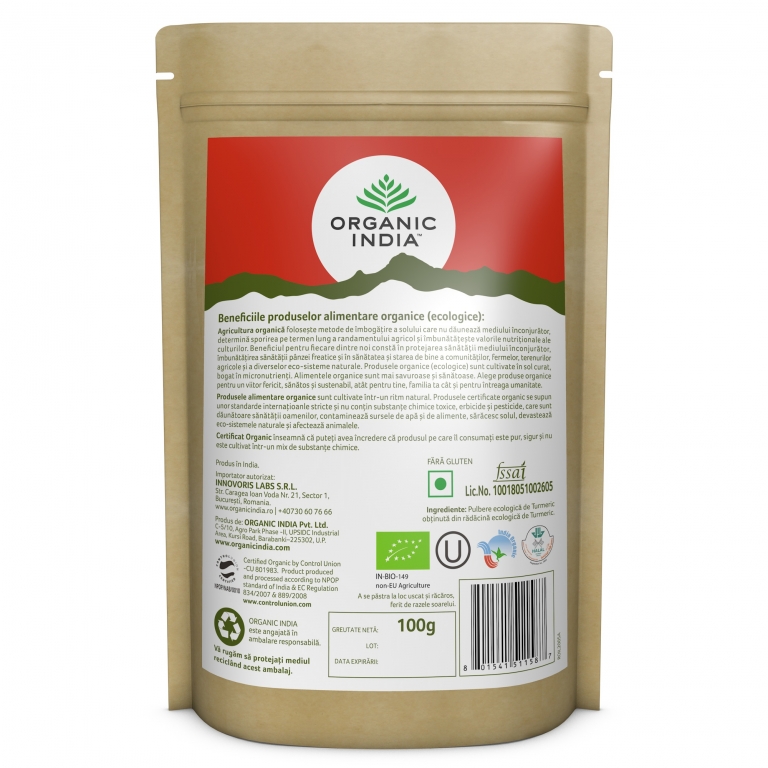 Pulbere turmeric fara gluten 100g - ORGANIC INDIA