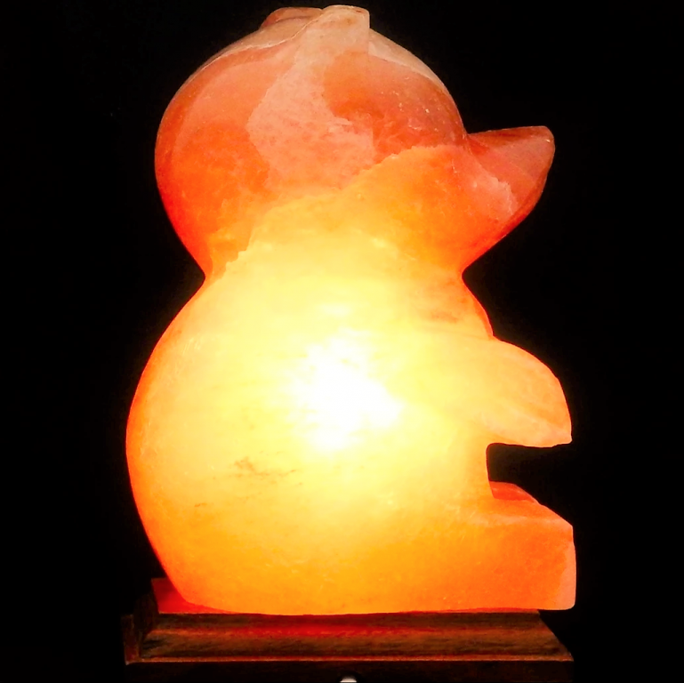 Veioza sare himalaya Urs suport lemn 4kg - MONTE SALT CRYSTAL