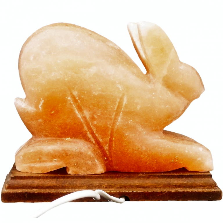 Veioza sare himalaya Iepure suport lemn 4kg - MONTE SALT CRYSTAL