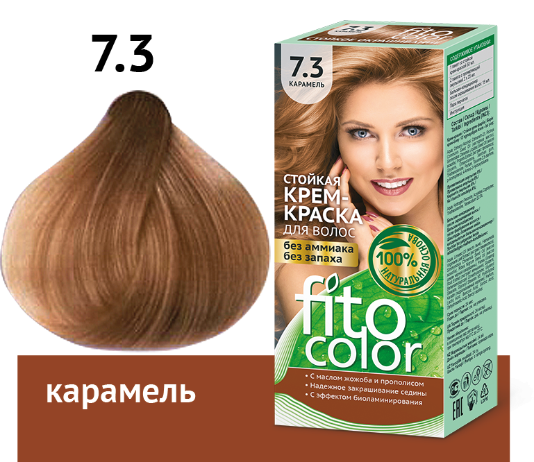 Vopsea crema par permanenta fara amoniac 7.3 caramel 115ml - FITO COLOR