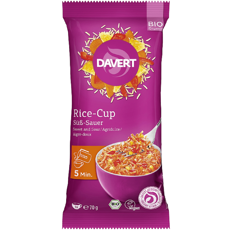 Meniu orez dulce acrisor bio Cup 70g - DAVERT