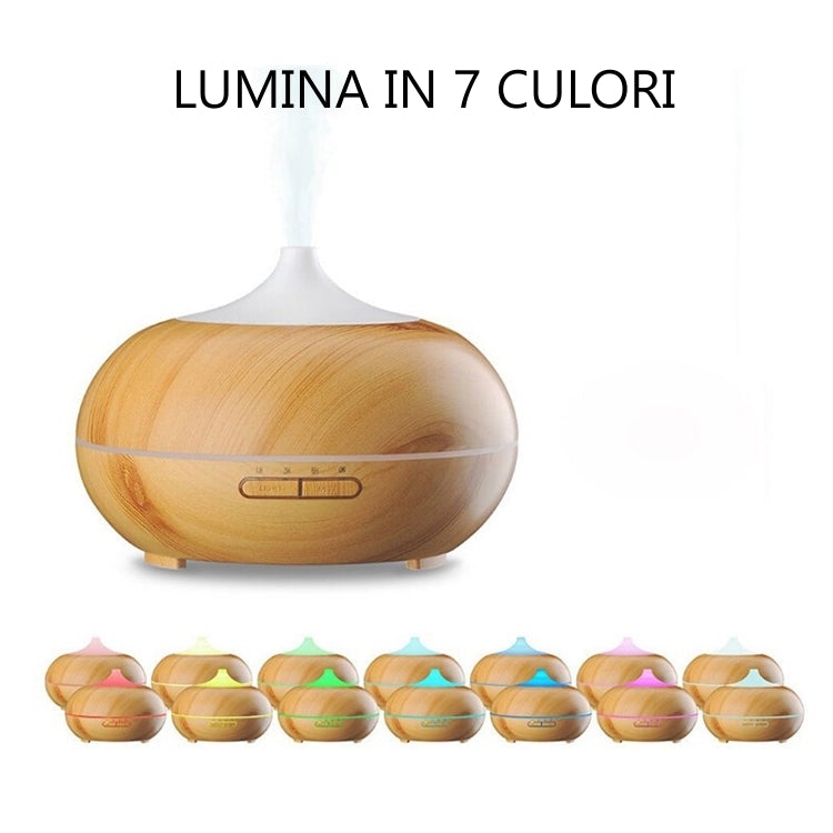 Difuzor ultrasonic aromaterapie multicolor Vulcano lemn gri cu telecomanda 550ml - ECOTERAPIA