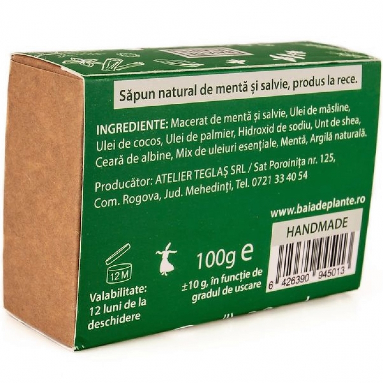Sapun menta salvie 100g - BAIA DE PLANTE