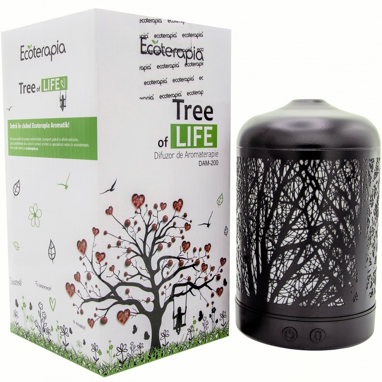 Difuzor ultrasonic aromaterapie multicolor Tree of Life 100ml - ECOTERAPIA
