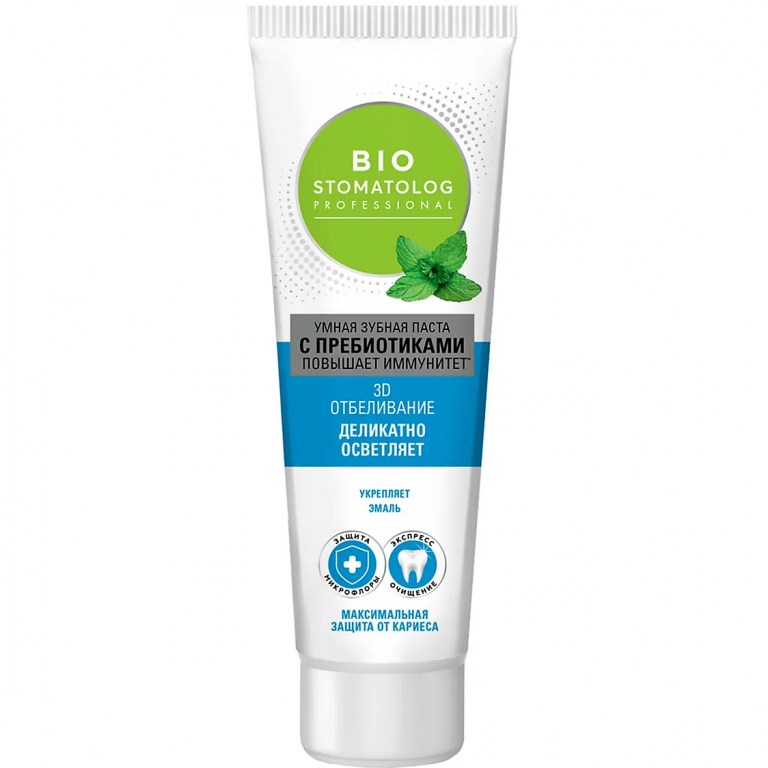 Pasta dinti inteligenta albire 3D probiotice plante 75ml - BIO STOMATOLOG