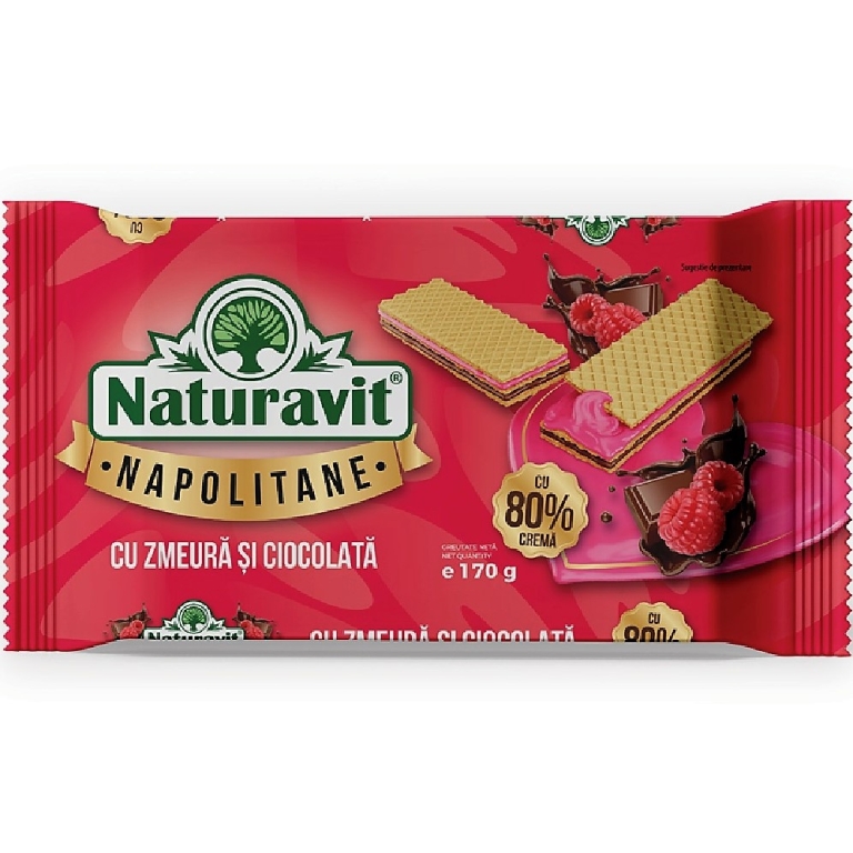 Napolitane crema zmeura ciocolata 170g - NATURAVIT