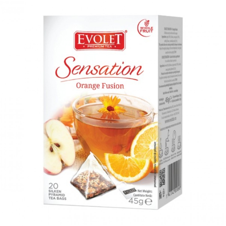 Ceai cu portocala Orange Fusion Sensation piramide 20x2,25g - EVOLET