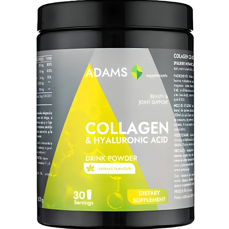 Pulbere colagen & acid hialuronic vanilie Active Line 30portii 600g - ADAMS SUPPLEMENTS