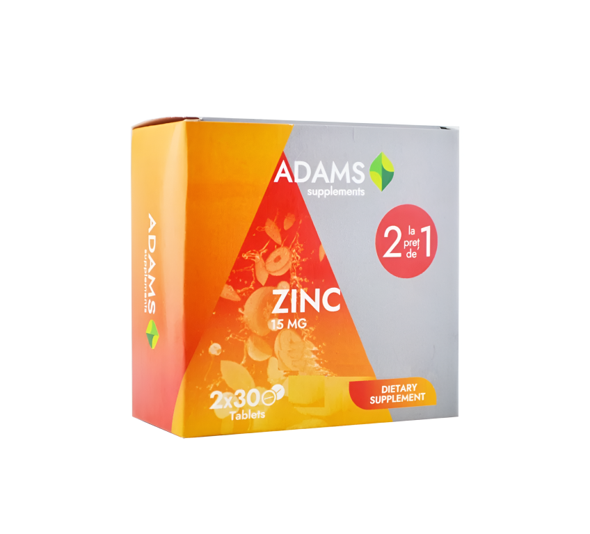 Pachet Zinc 15mg 2x30cp - ADAMS SUPPLEMENTS