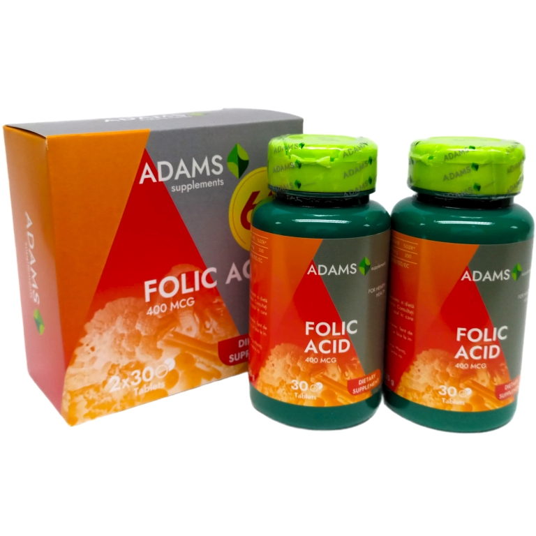 Pachet Acid folic 400mcg 2x30cp - ADAMS SUPPLEMENTS