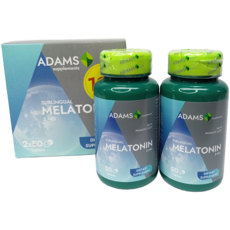 Pachet Melatonina 3mg 2x50cp - ADAMS SUPPLEMENTS